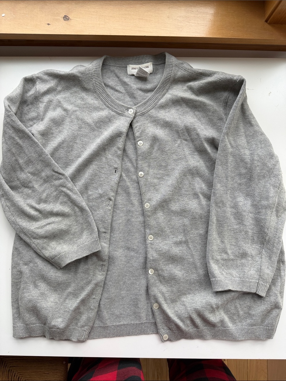 Jones New York Sport Light Gray Button-Up Women’s Cardigan